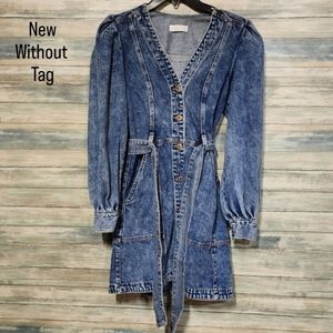 JONATHAN SIMKHAI BELTED MINI DENIM DRESS